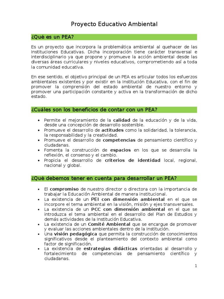 Proyecto Educativo Ambiental - IE Perú | PDF | Gestión de residuos ...
