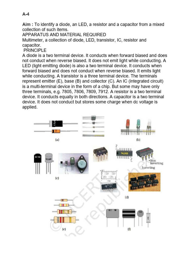 Identify Diodes, LEDs, Resistors, Capacitors | PDF | Capacitor ...