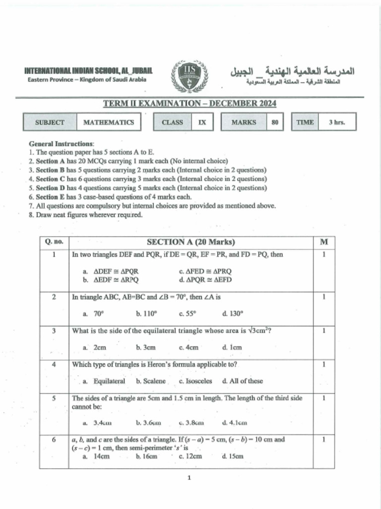 Mathematics Term-II 2024 - 2025 | PDF