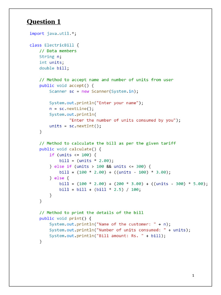 Java Electric Bill Calculator | PDF | Computer Programming | Software ...