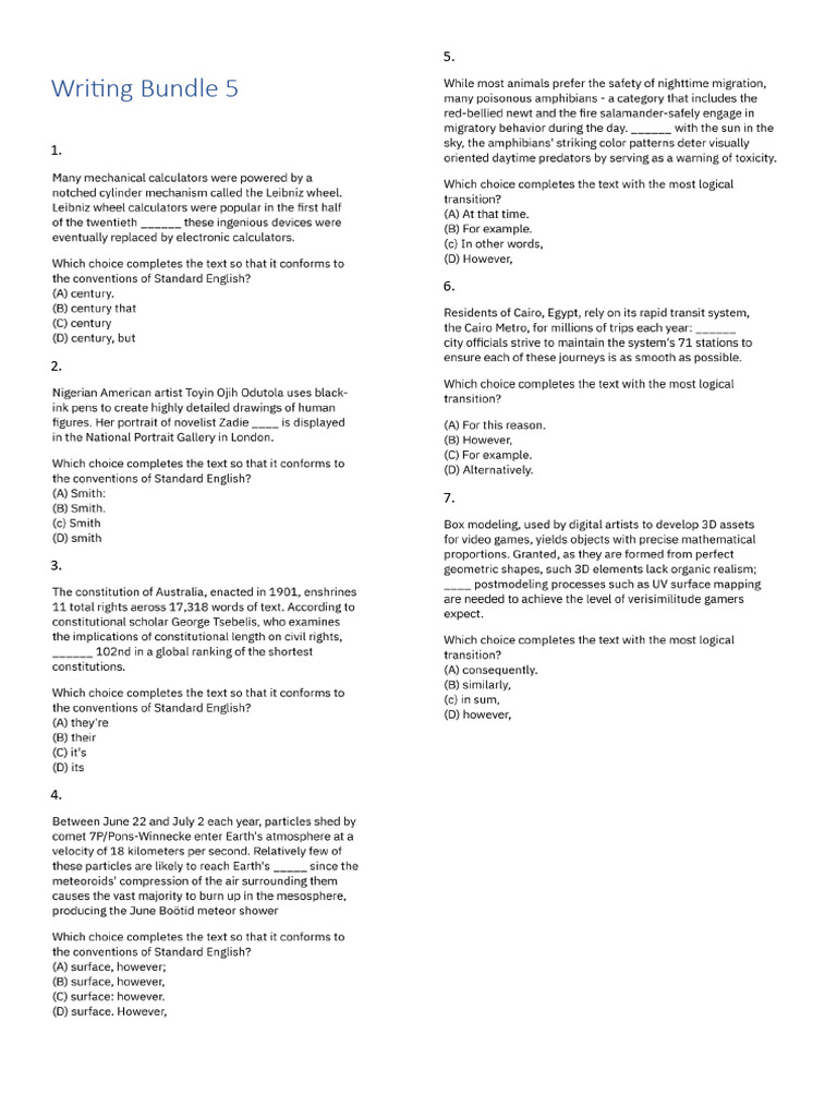 Wrting Bundle 5 | PDF