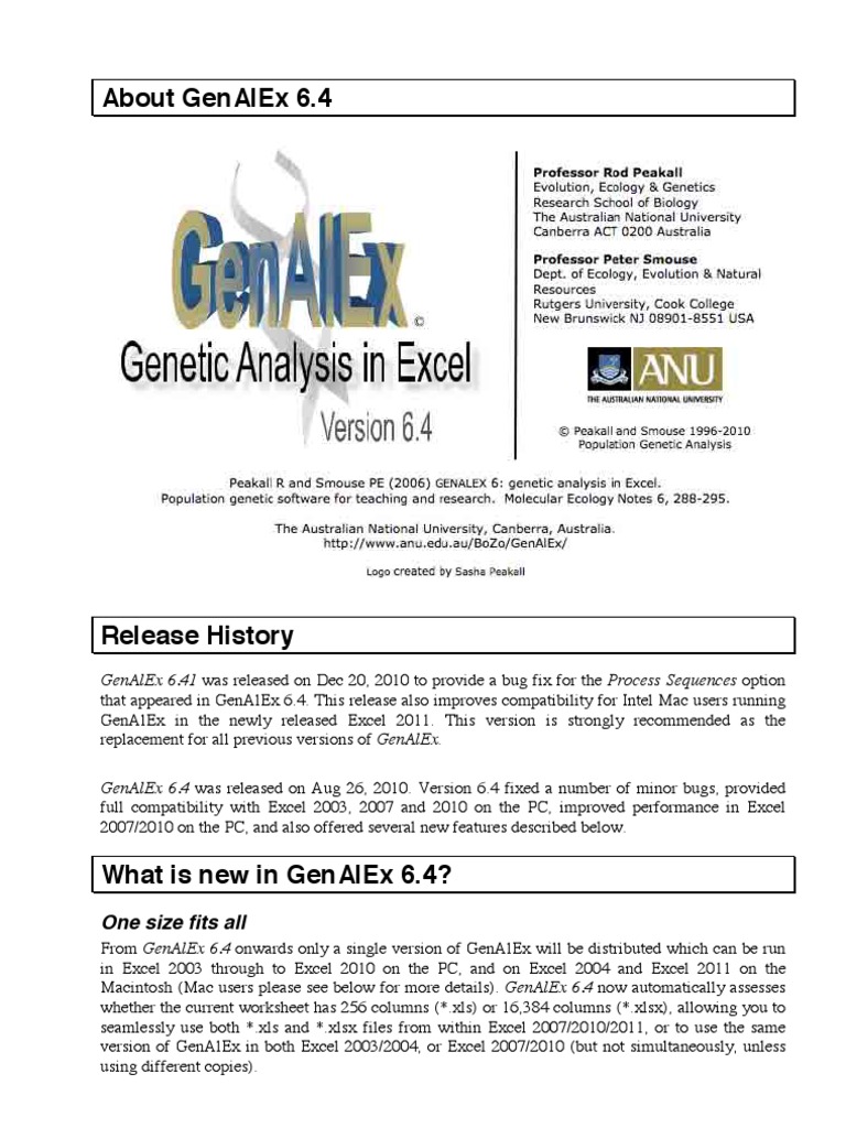 Read Me GenAlEx 6.41 | PDF | Visual Basic For Applications | Microsoft ...