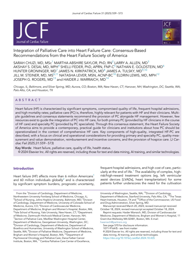 Palliative Care Integration in Heart Failure | PDF | Palliative Care ...