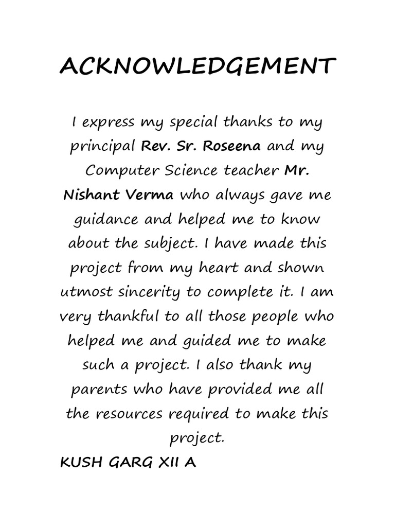 Computer Science Project Acknowledgement | PDF | Software Engineering ...