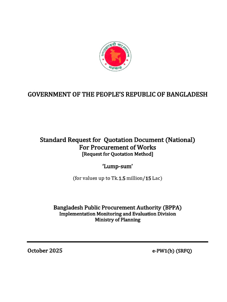 Bangladesh e-Quotation Procurement Guide | PDF | Taxes | Payments