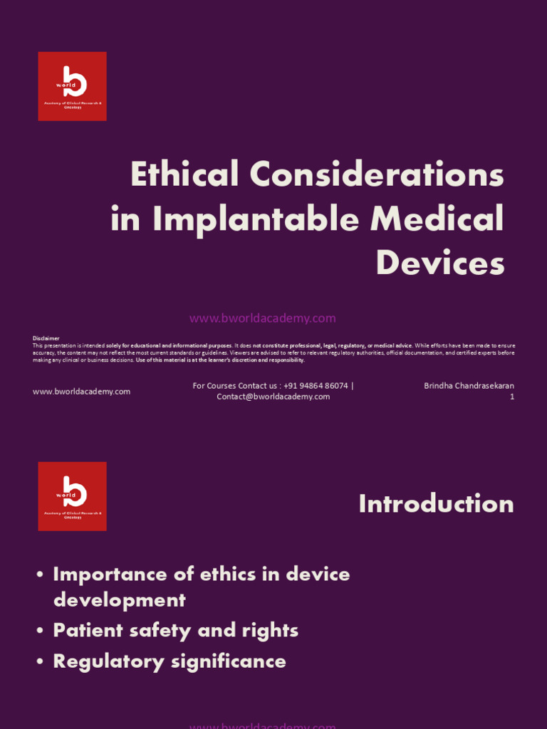 Ethical Issues in Medical Devices | PDF | Informed Consent | Clinical Trial