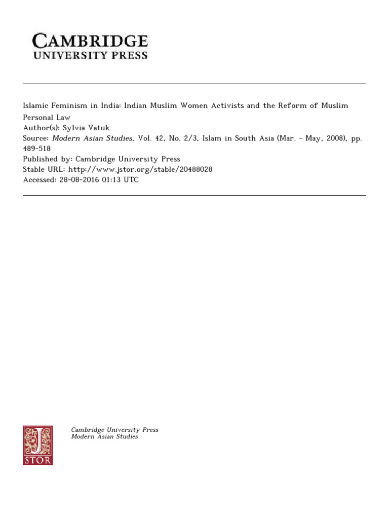 Islamic Feminism and Muslim Law Reform | PDF | Feminism | Gender Studies