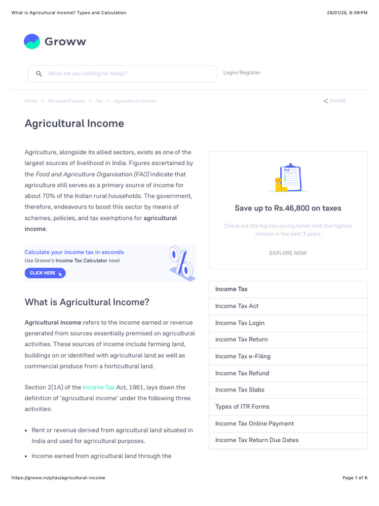 What is Agricultural Income? Types and Calculation | PDF | Taxes | Income