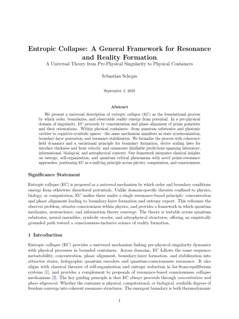 Entropic Collapse: Universal Reality Framework | PDF | Entropy ...