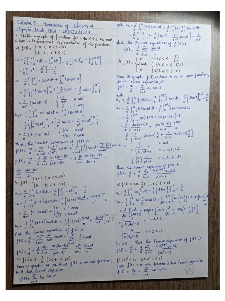 Calculus 3 HW Chap 4 NguyễnMinhNhư IELSIU22331 | PDF