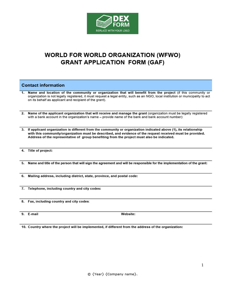 WFWO Grant Application Form Guide | PDF | Audit | Non Governmental ...