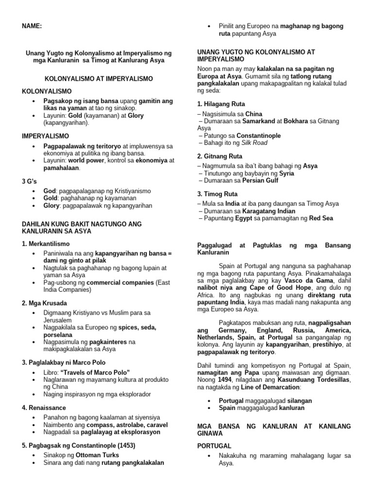 AP 7 q3 m1 Student Notes | PDF