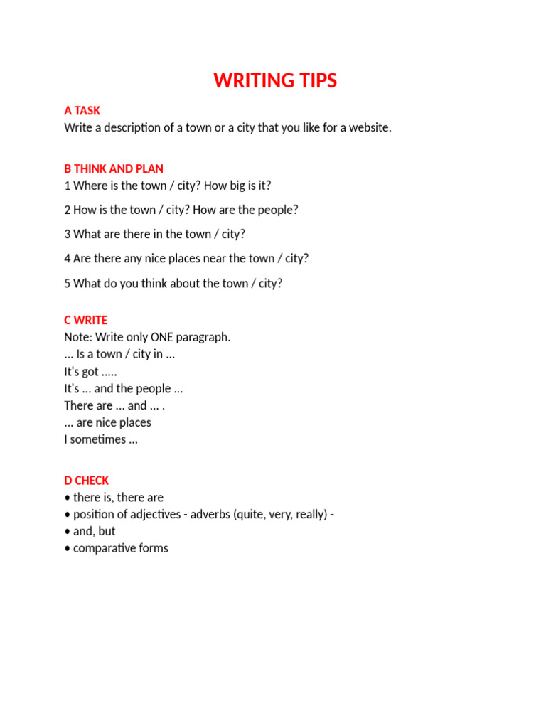 City Description Writing Guide | PDF
