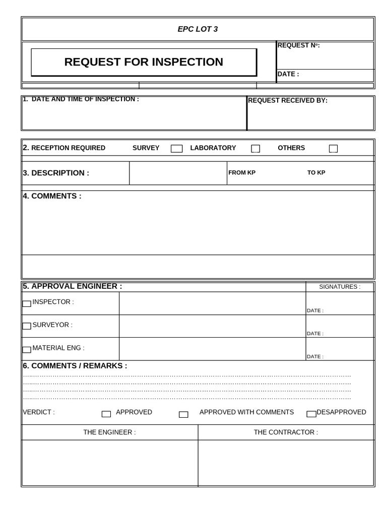 EPC Lot 3 Inspection Request Form | PDF
