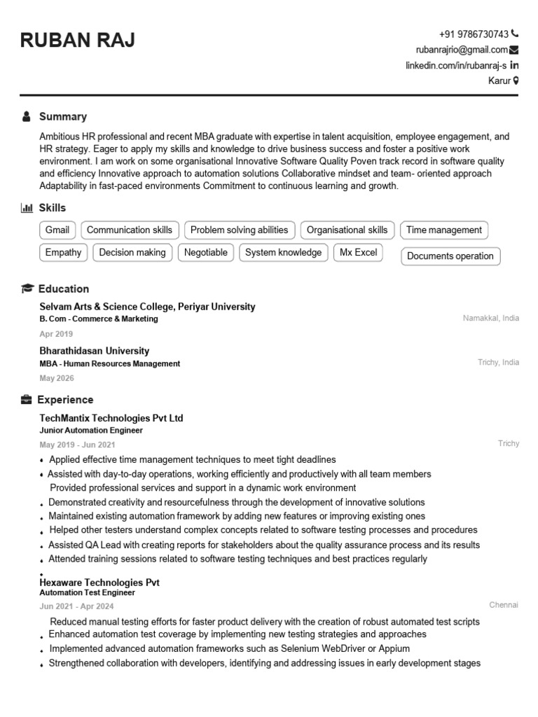 Resume | PDF | Software Testing | Automation
