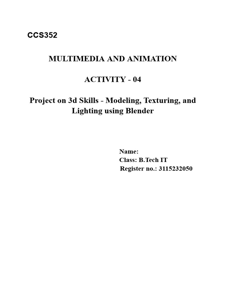 3D Modeling and Lighting in Blender | PDF