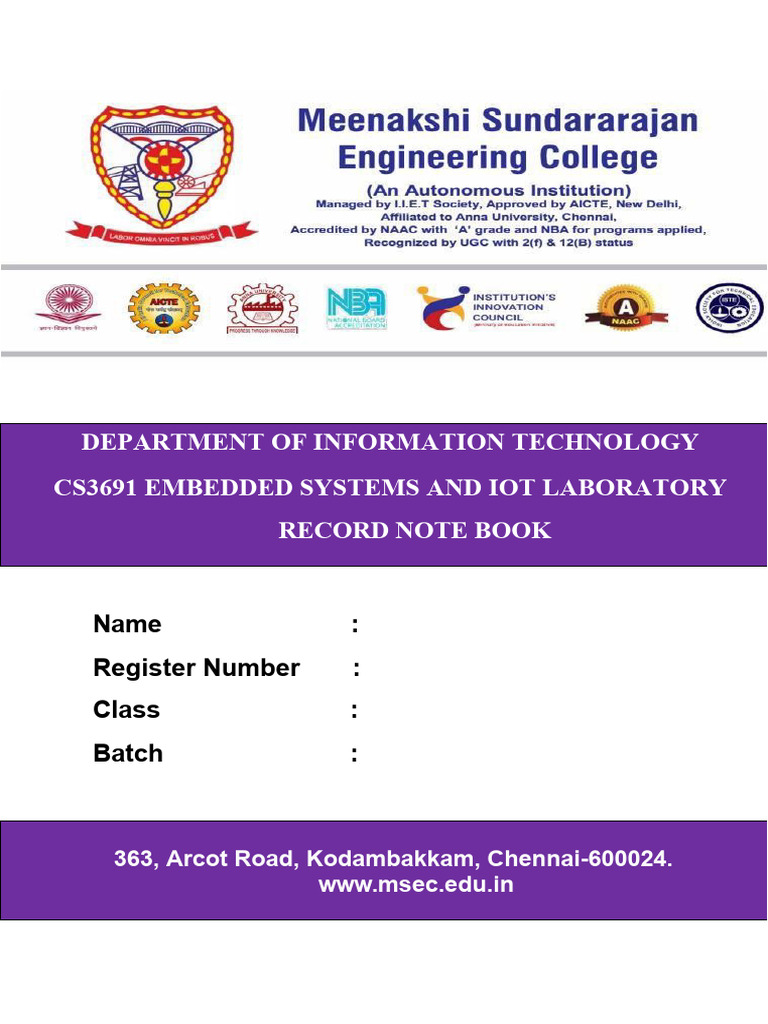 Embedded Systems & IoT Lab Overview | PDF | Arduino | Computer Program