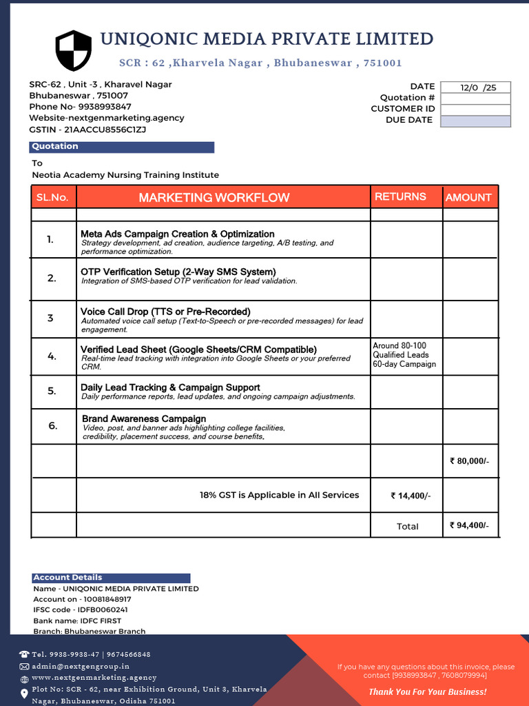 UNIQONIC Media Marketing Quotation | PDF