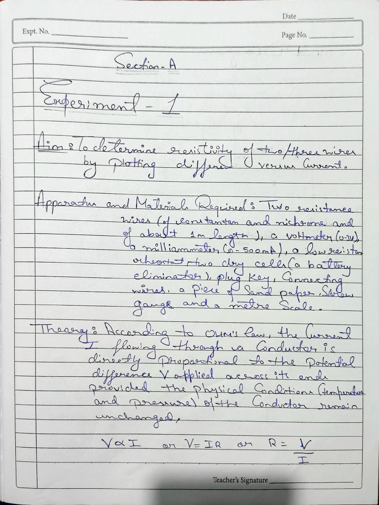 Physics Practical Section A | PDF