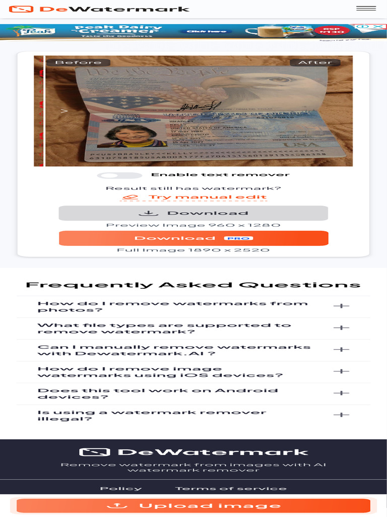 Remove watermark from images with AI watermark remover | PDF