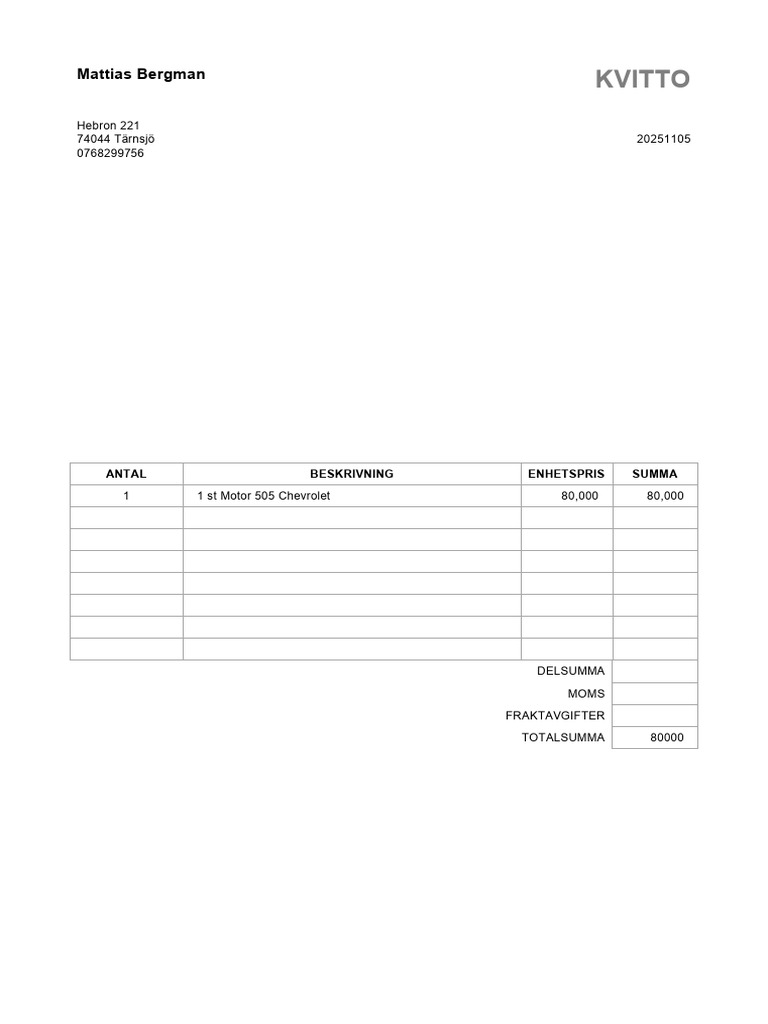 Kvitto | PDF