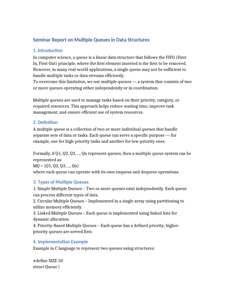 Understanding Multiple Queues in Data Structures | PDF | Queue ...
