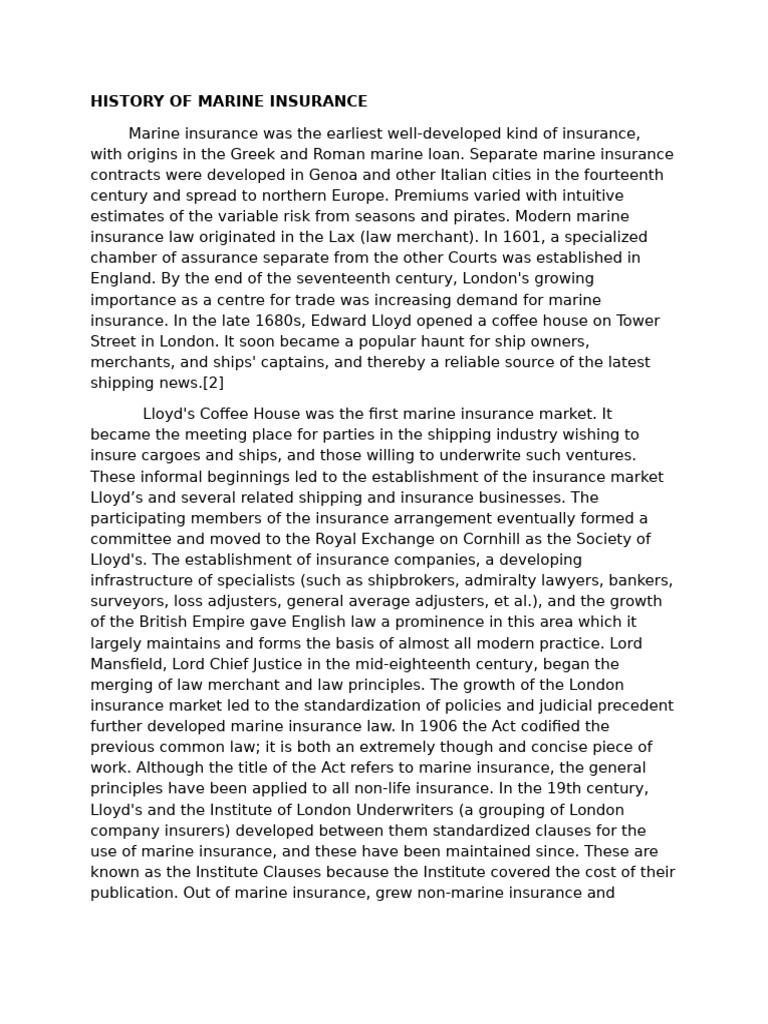 Evolution of Marine Insurance History | PDF | Insurance | Risk