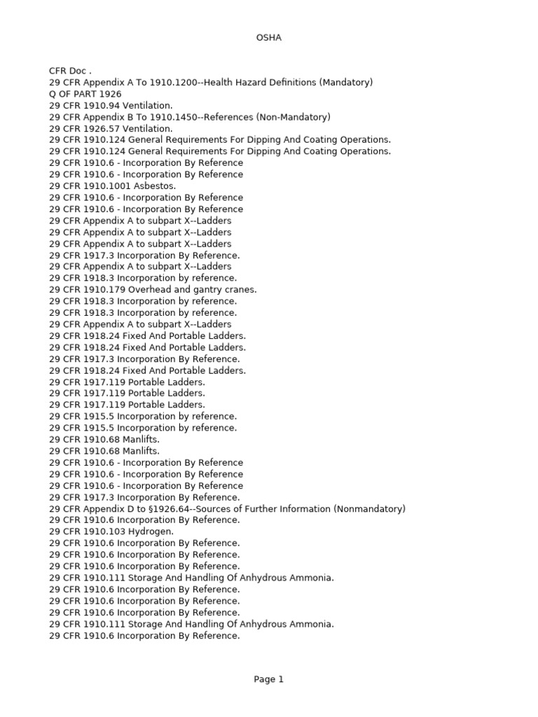 OSHA Standards | PDF | Personal Protective Equipment | Dangerous Goods