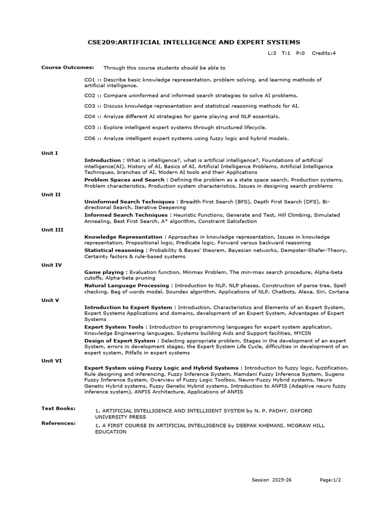 AI and Expert Systems Course Overview | PDF | Artificial Intelligence ...