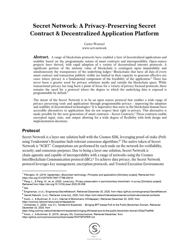 Secret Network - A Privacy-Preserving Secret Contract & Decentralized ...