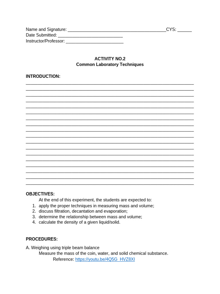 Common Laboratory Techniques Overview | PDF | Volume | Density