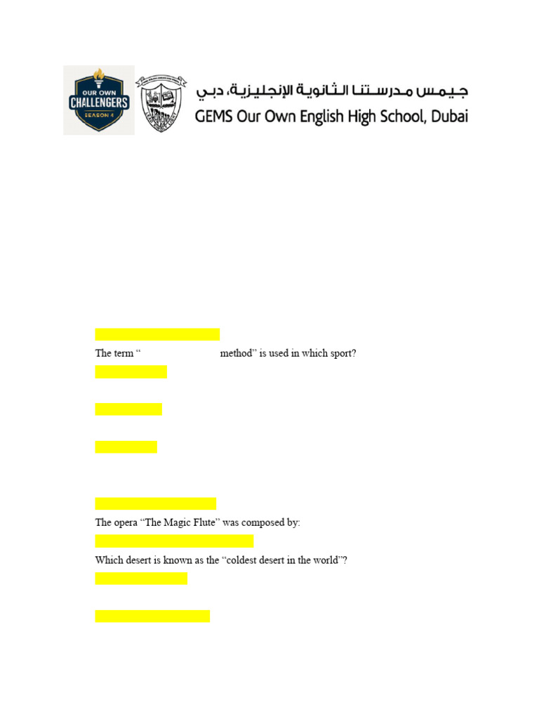 Our Own Challengers Round 3- Worksheet 1_ Answer Key (1) | PDF