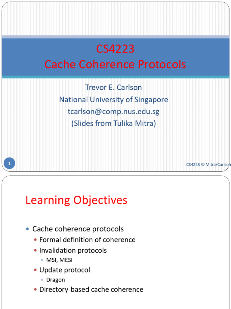 CS4223 - 6 - Coherence | PDF | Cpu Cache | Operating System Technology