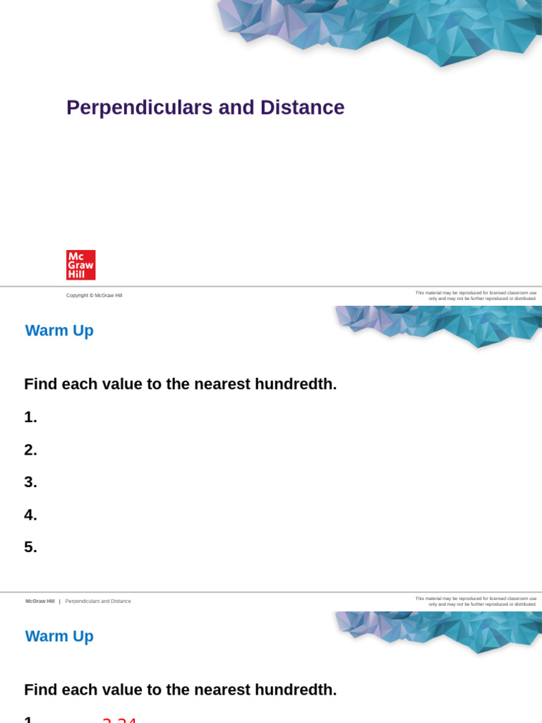 Perpendiculars and Distance in Geometry | PDF | Line (Geometry ...