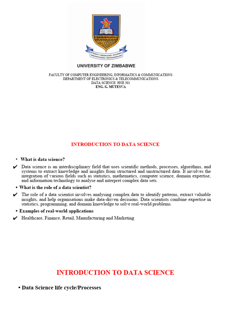 Data Science-HNE 301-Lecture Notes_085552 (1) | PDF | Data Science | Data
