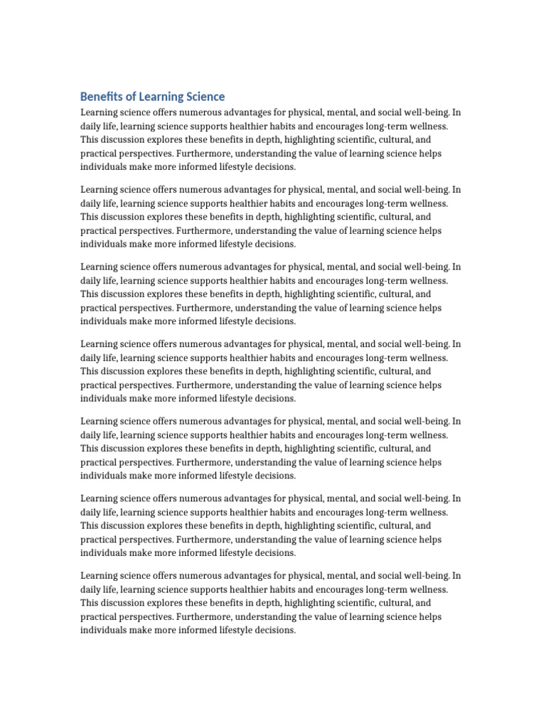 Benefits of Learning Science for Wellness | PDF | Well Being | Science