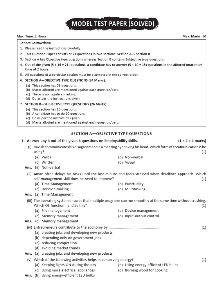 Solved Model Test Paper for IT Skills | PDF | Relational Model | Databases
