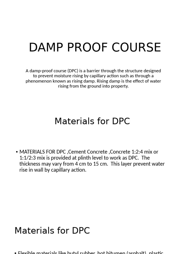 Understanding Damp Proof Course (DPC) | PDF | Structural Engineering ...