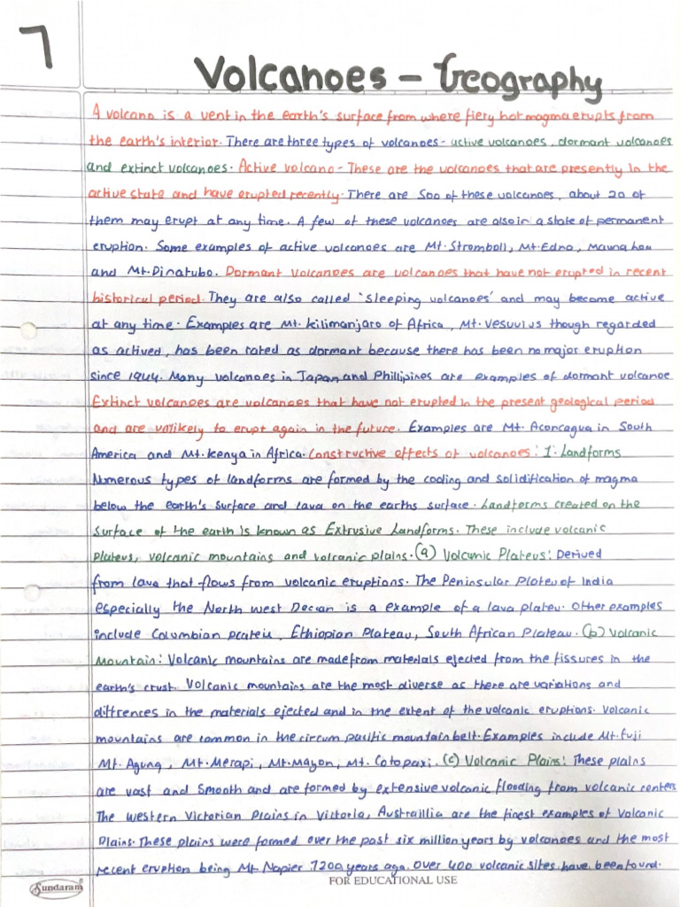 Volcanoes Geography 7 | PDF
