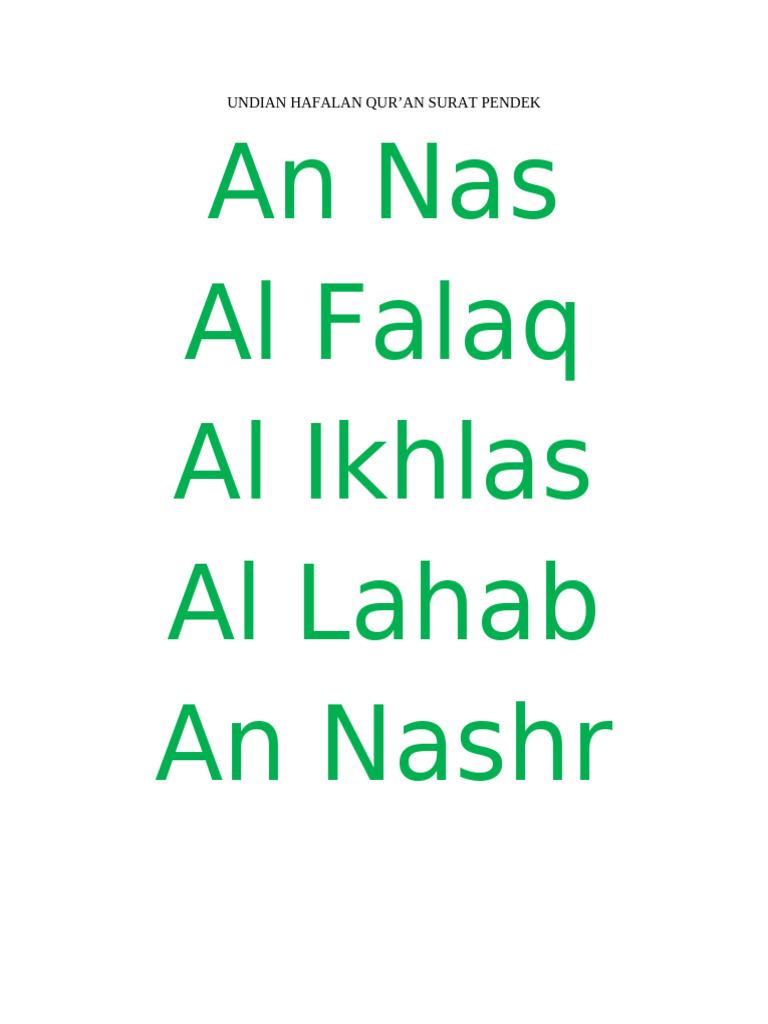 Undian Hafalan Qur'An | PDF