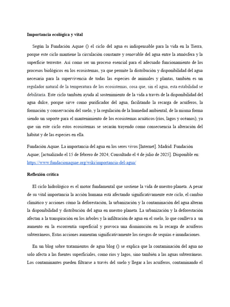 Impacto del ciclo del agua en la vida | PDF | Agua | El ciclo del agua