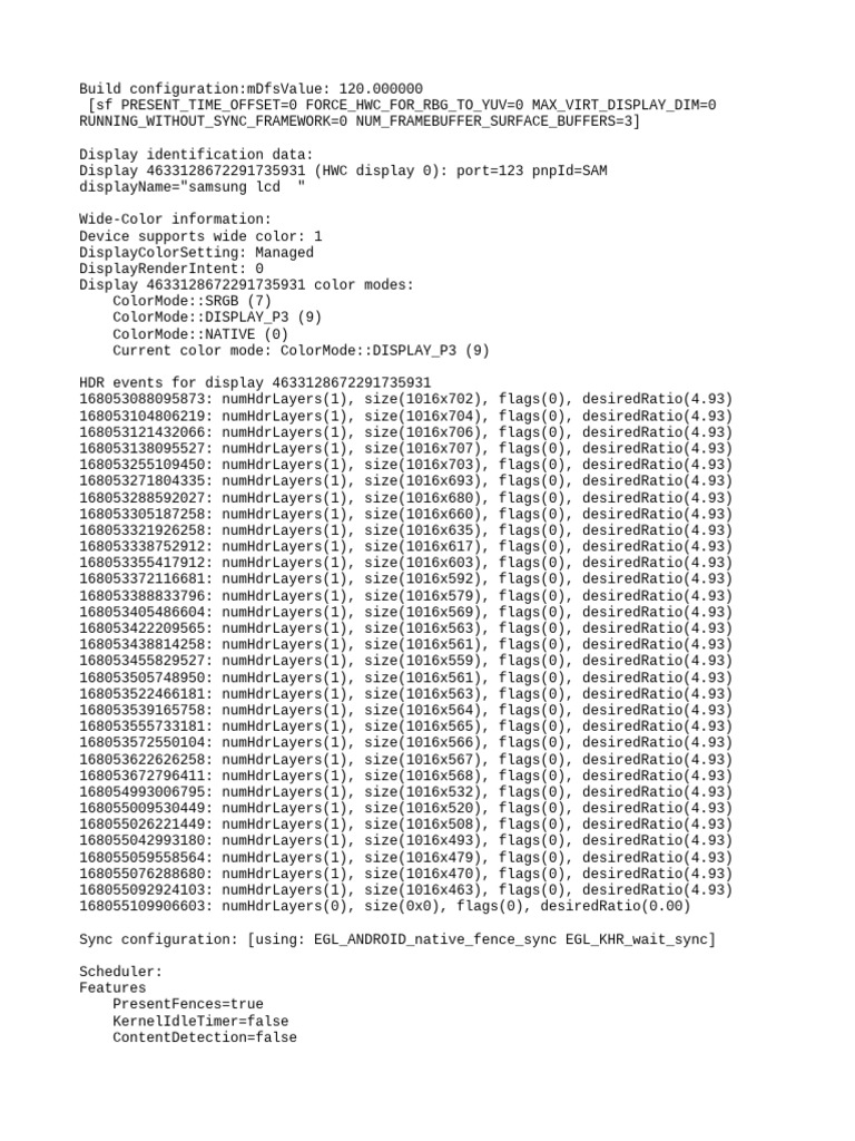 Samsung LCD Display Configuration Data | PDF | Frame Rate | Display ...