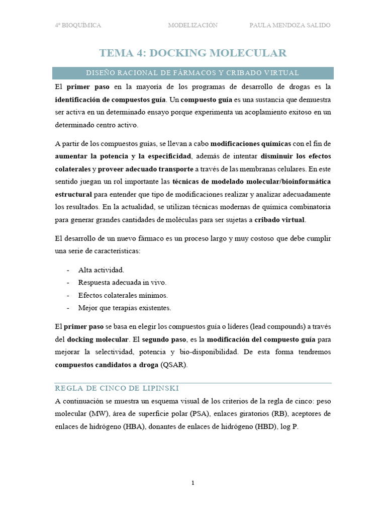 Docking Molecular y Diseño de Fármacos | PDF | Bioquímica | Química