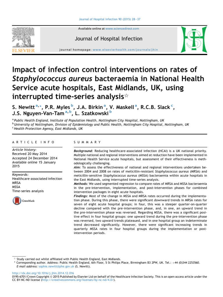 Newitt Et Al. - 2015 - Impact of Infection Control Interventions On ...