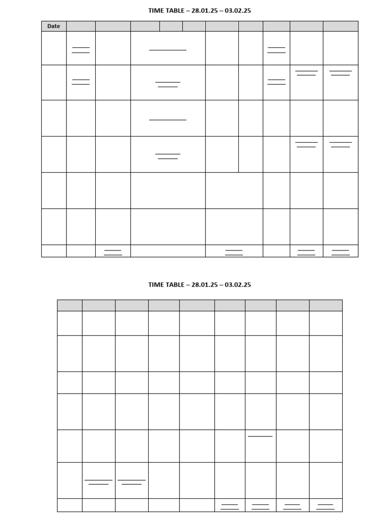 TIME TABLE 28.01.25 - 03.02.25 | PDF