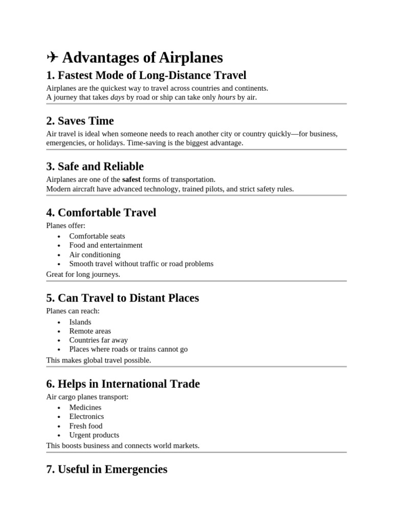 Benefits of Air Travel Explained | PDF