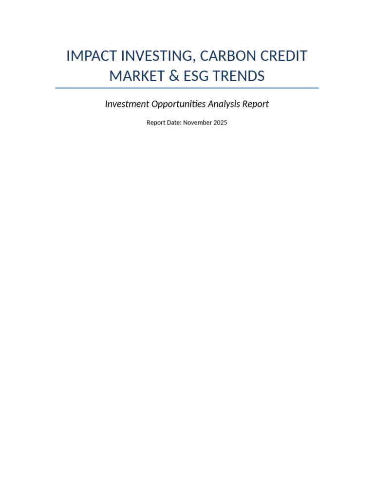 Impact Investing & ESG Trends Report 2025 | PDF | Investing | Risk