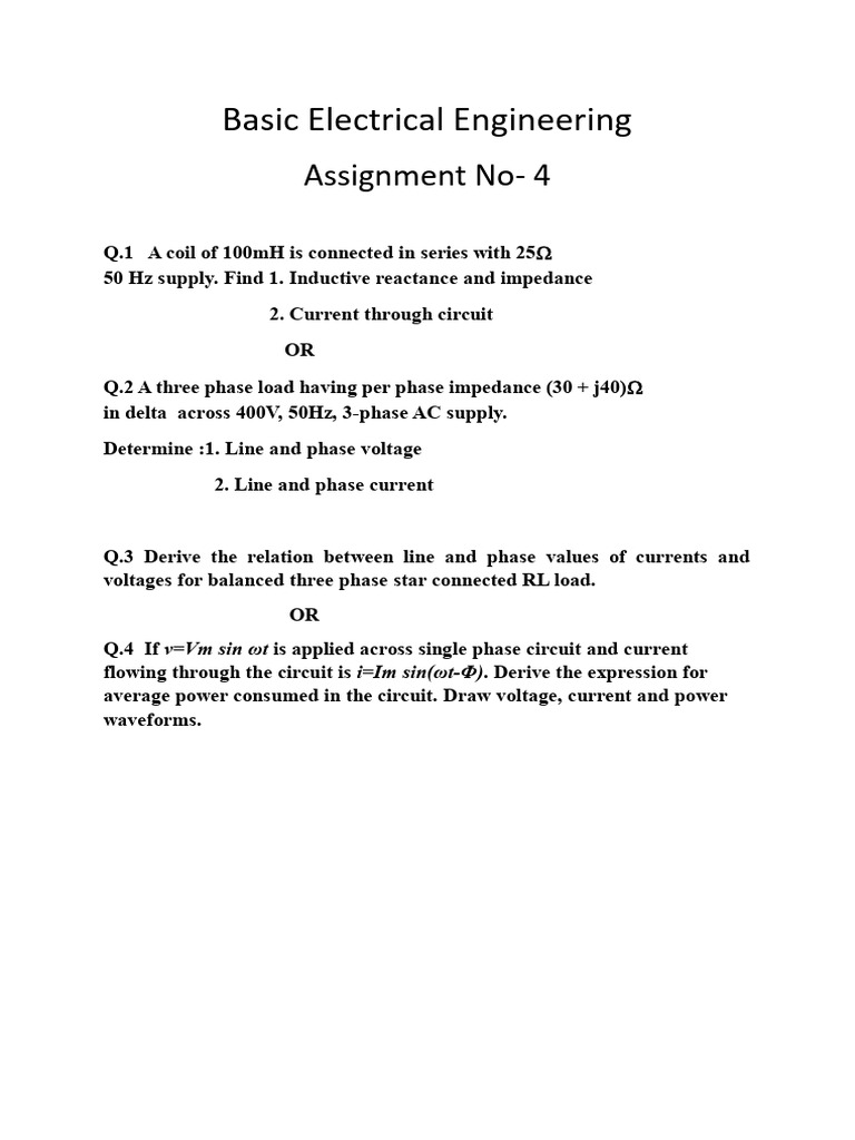 BEE Assignment No-4 | PDF