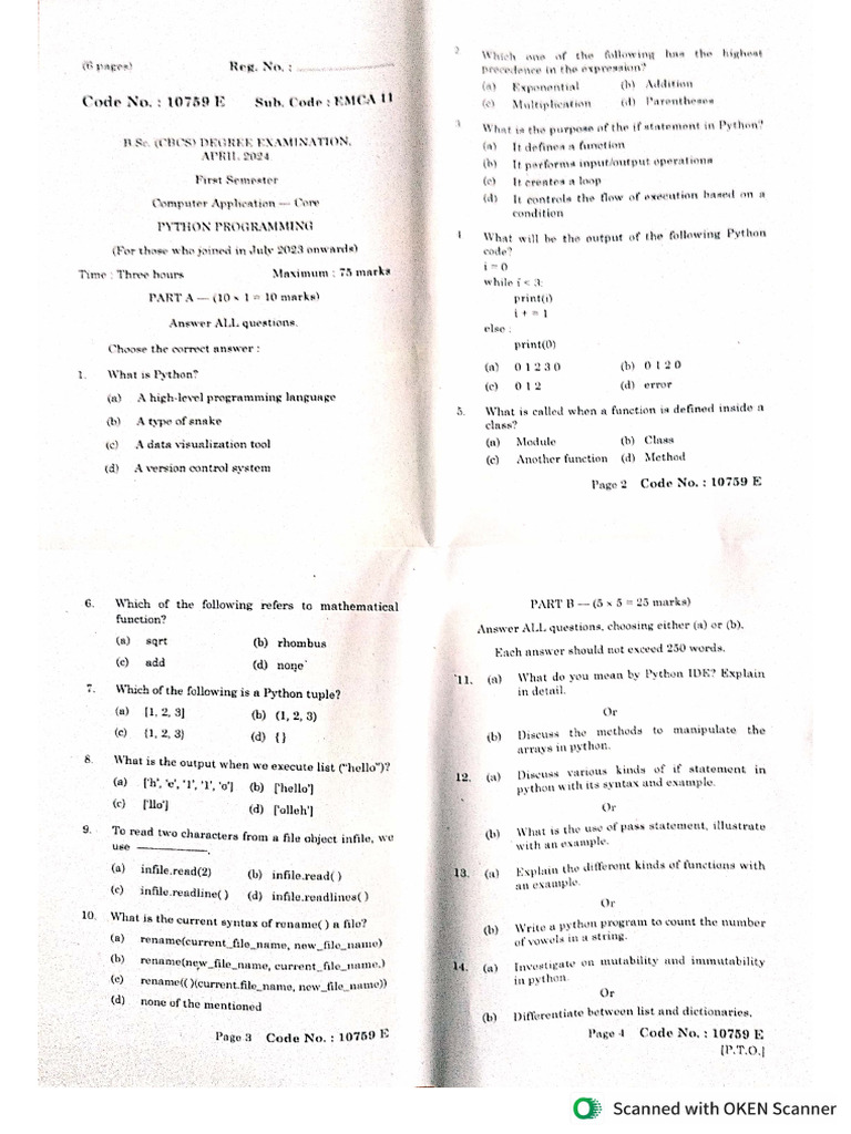 EMCA11 Python Programming 1 | PDF