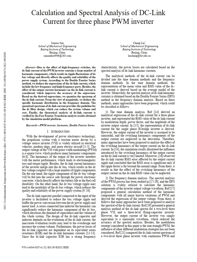 DC-Link Current Analysis for PWM Inverters | PDF | Power Inverter ...